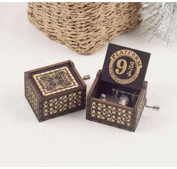 Antique Wooden Hand-Cranked Harry Potter Style Music Boxes