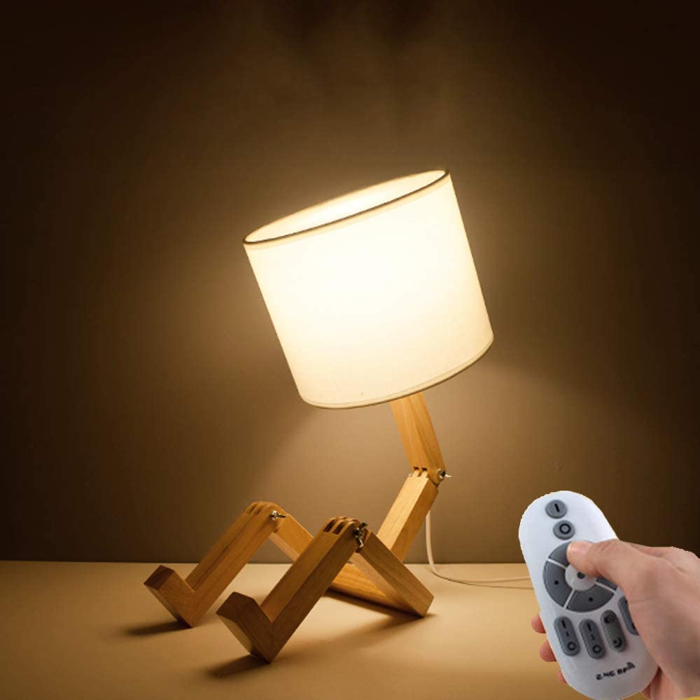 Robot Shape Wooden Table Lamp