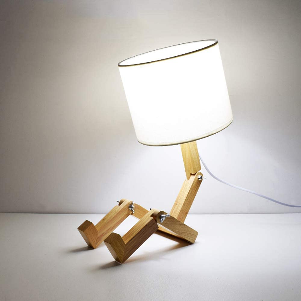 Robot Shape Wooden Table Lamp