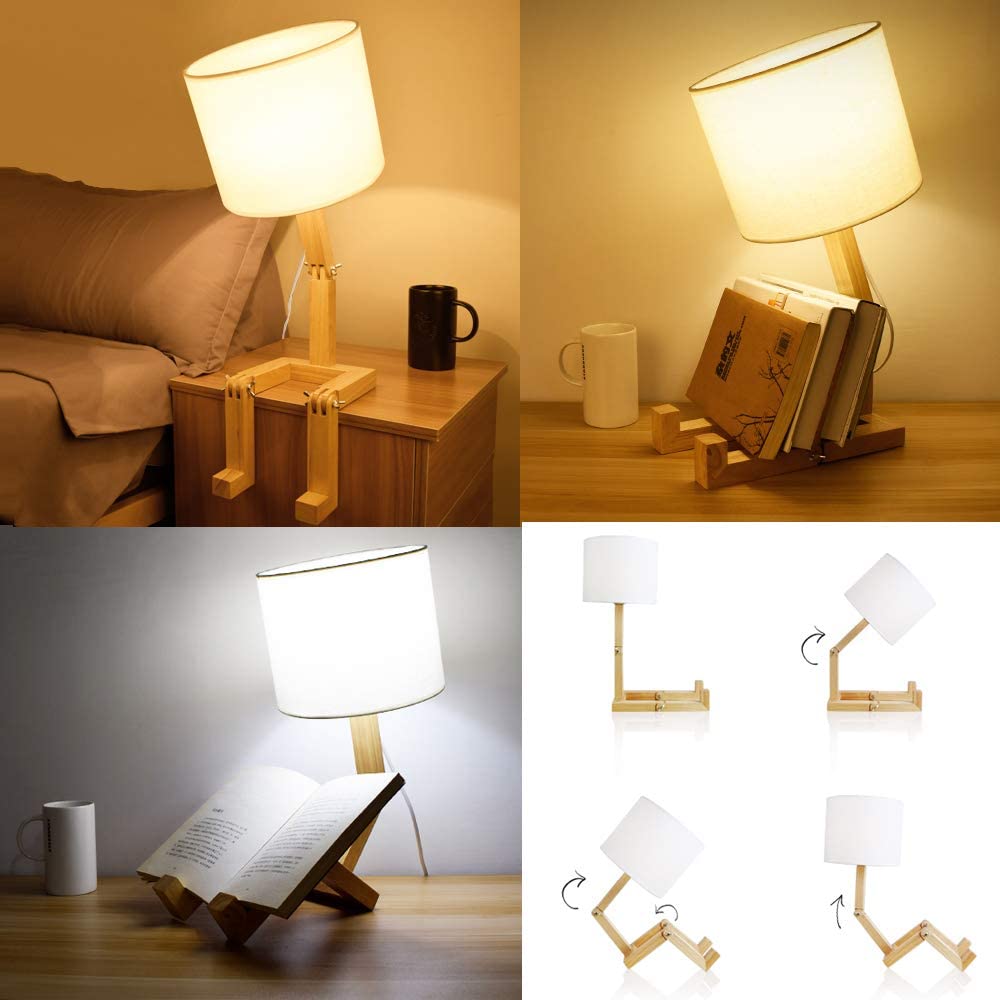 Robot Shape Wooden Table Lamp