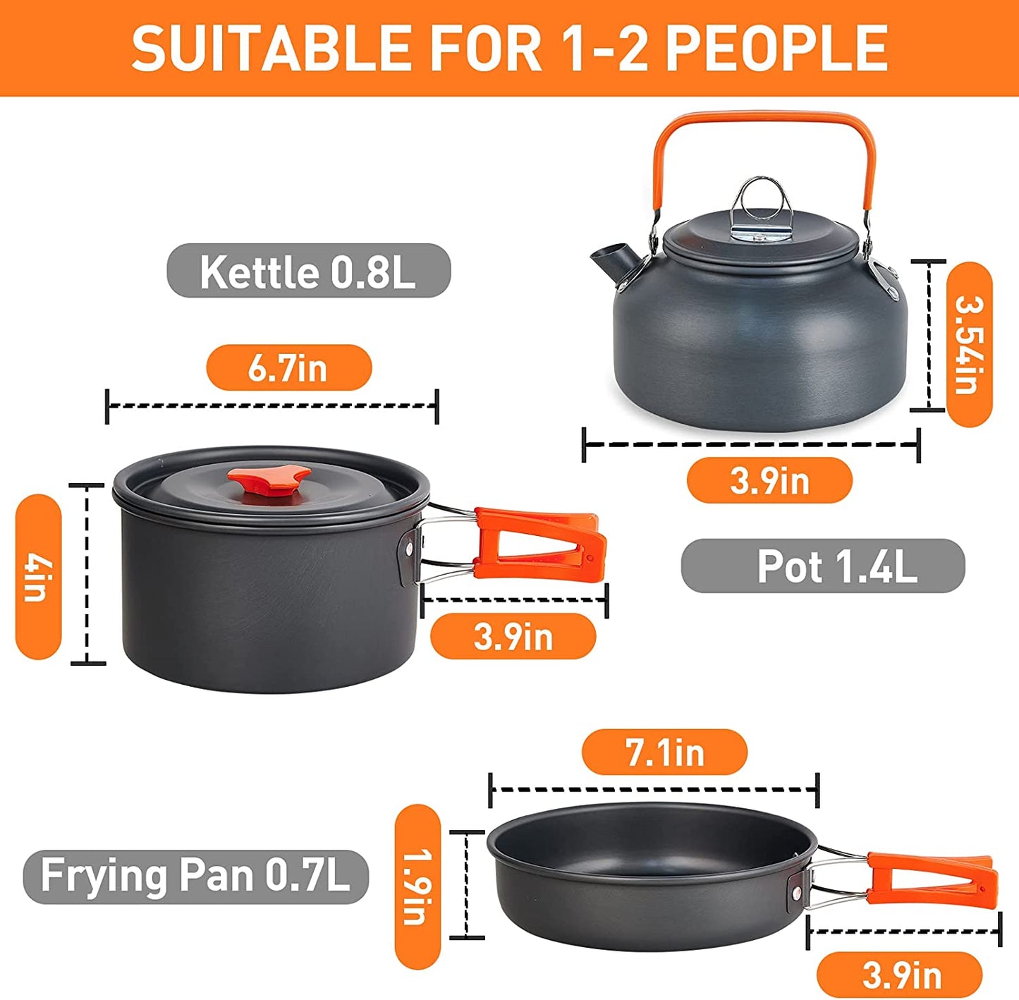 12 Pcs Camping Cookware Mess Kit