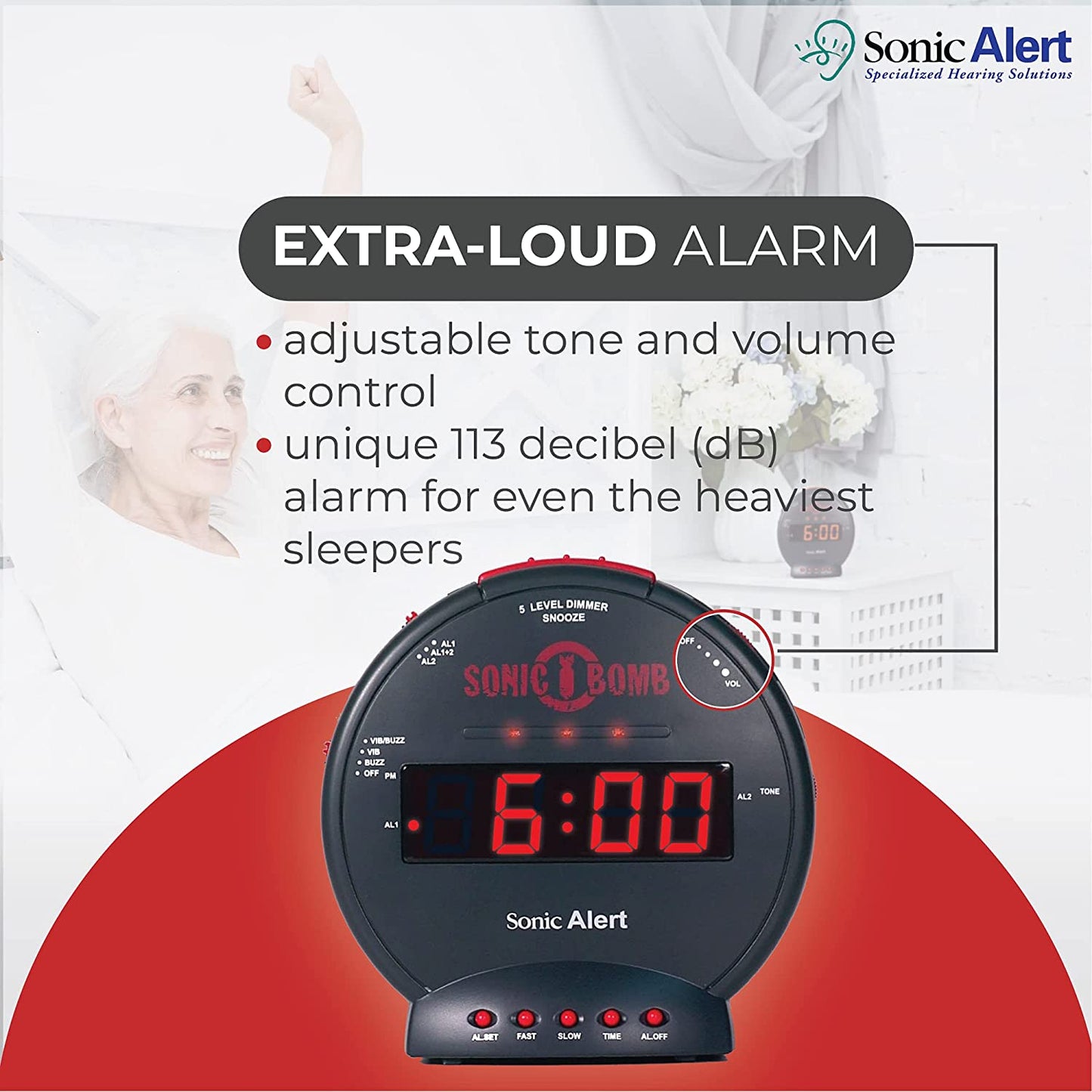 Sonic Alert Vibrating Alarm Clock Heavy Sleepers