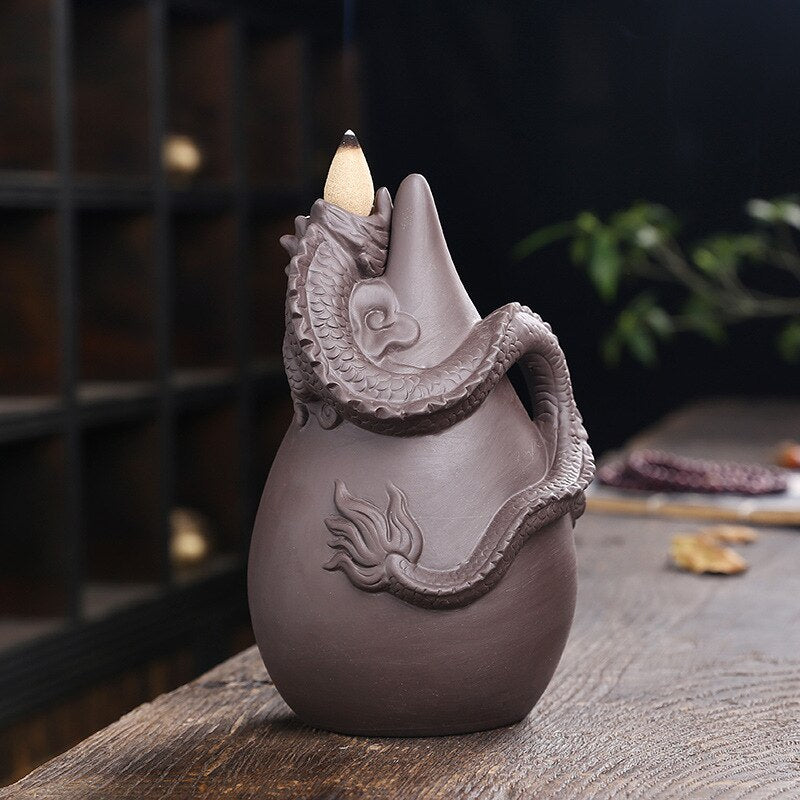 Relief Dragon Incense Burner With 20 Cones