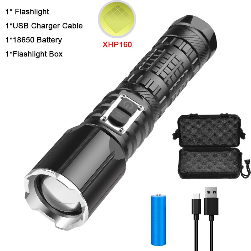 Powerful Zoomable Torch Rechargeable Flashlights Waterproof