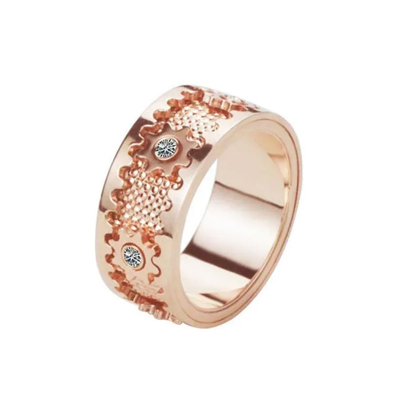 Stainless Steel Gear Rotating Ring for Women Men