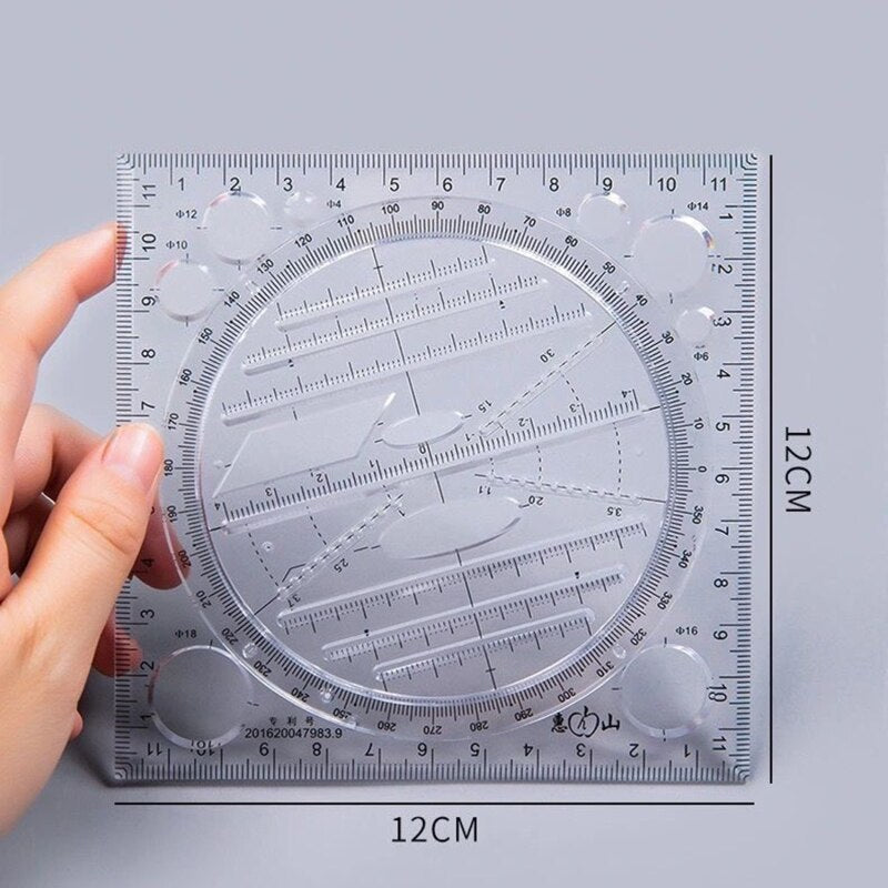 Multifunctional Geometric Ruler Geometric Drawing Template Measuring Tool