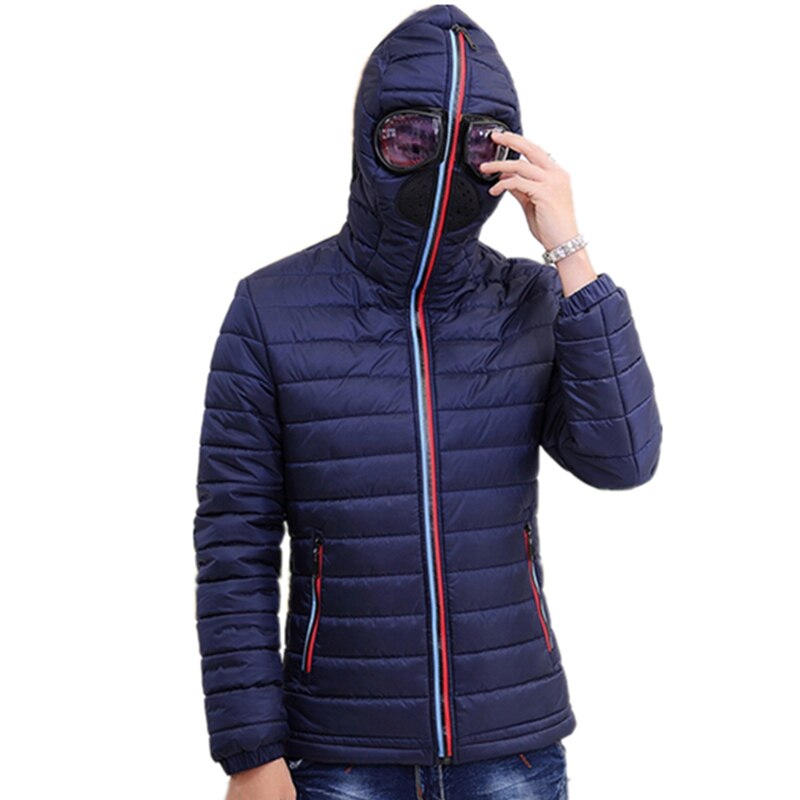 Men Down Jacket Winter New Male/Female Casual Hooded with Glasses