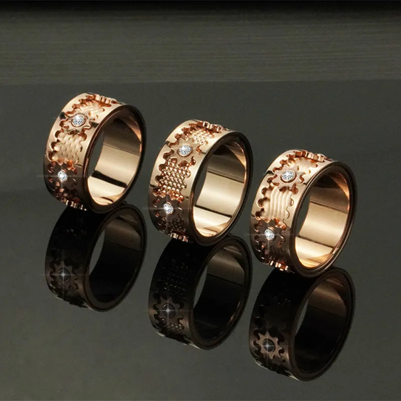 Stainless Steel Gear Rotating Ring for Women Men