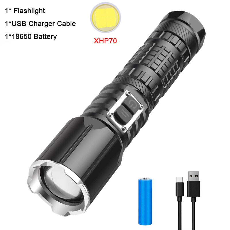 Powerful Zoomable Torch Rechargeable Flashlights Waterproof