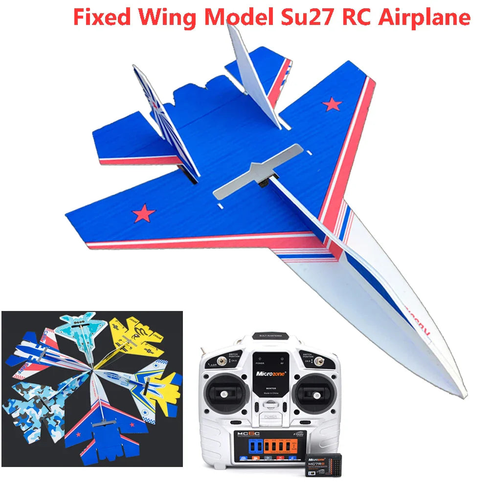 Fixed Wing Model Su27 RC Airplane With Microzone, MC6C Transmitter,Receiver, Structure Parts For DIY RC Aircraft