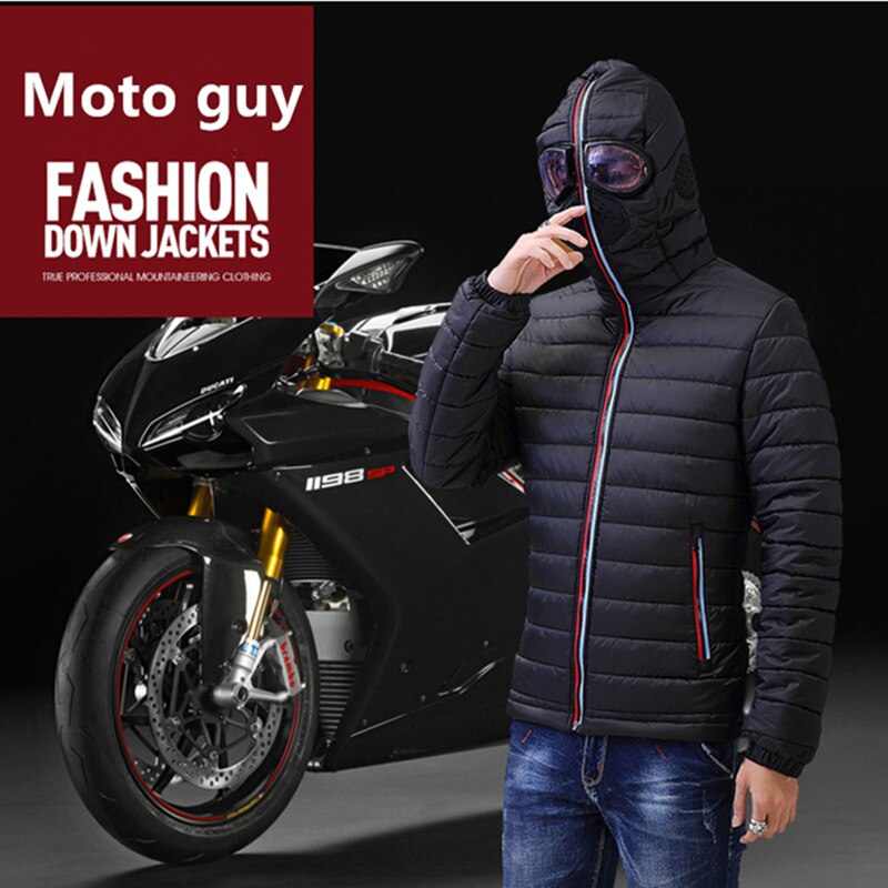 Men Down Jacket Winter New Male/Female Casual Hooded with Glasses