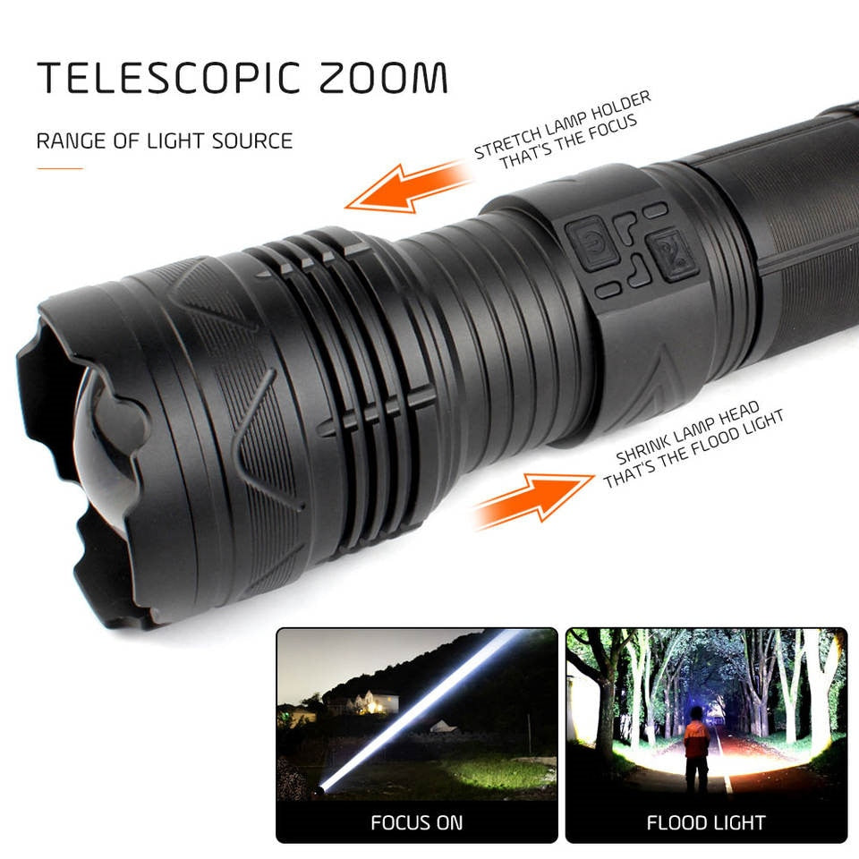 Explosive Brightness Super Bright Tactical Flashlight 100W GT60 Long Range