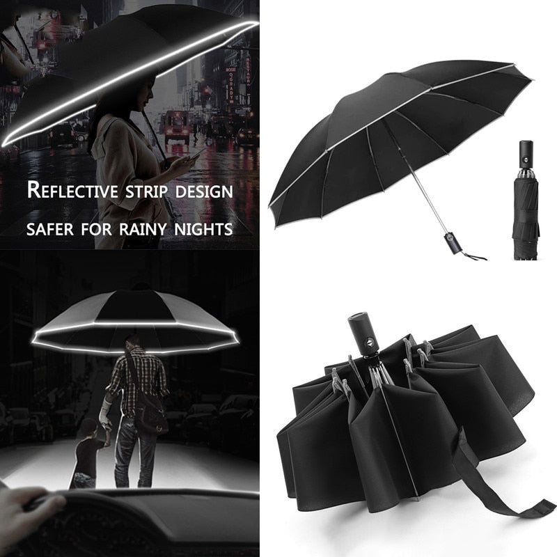 Waterproof Automatic Folding Rotating Umbrella With LED light