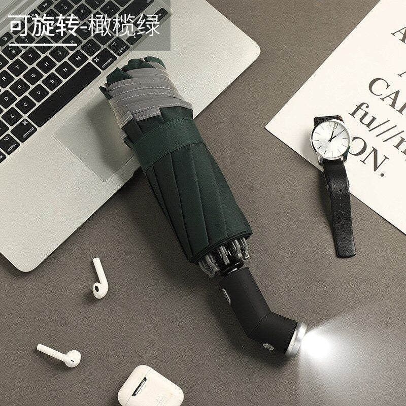 Waterproof Automatic Folding Rotating Umbrella With LED light