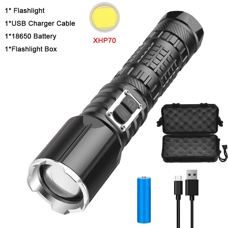 Powerful Zoomable Torch Rechargeable Flashlights Waterproof