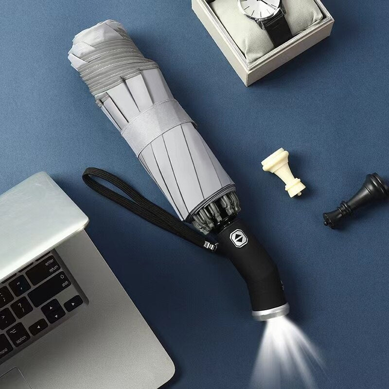 Waterproof Automatic Folding Rotating Umbrella With LED light