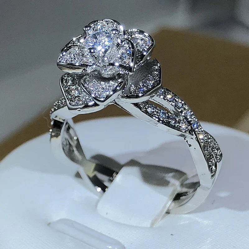 Rose Flower Diamon Ring Zircon