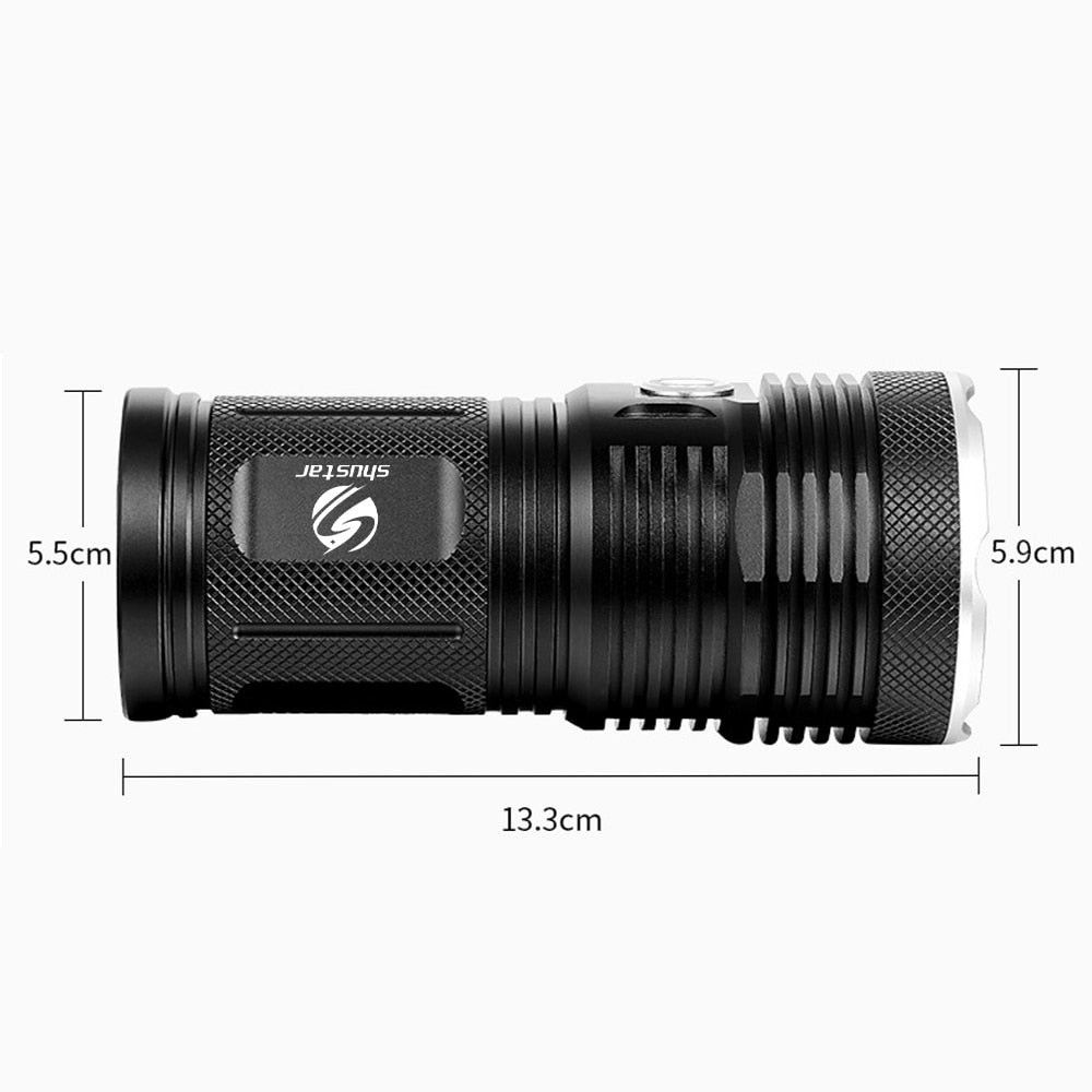 Powerful LED Flashlight with 18 x T6 LED Lamp bead waterproof searchlight