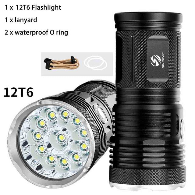 Powerful LED Flashlight with 18 x T6 LED Lamp bead waterproof searchlight