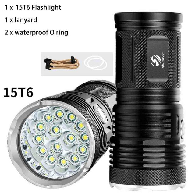 Powerful LED Flashlight with 18 x T6 LED Lamp bead waterproof searchlight