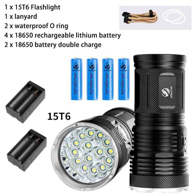 Powerful LED Flashlight with 18 x T6 LED Lamp bead waterproof searchlight