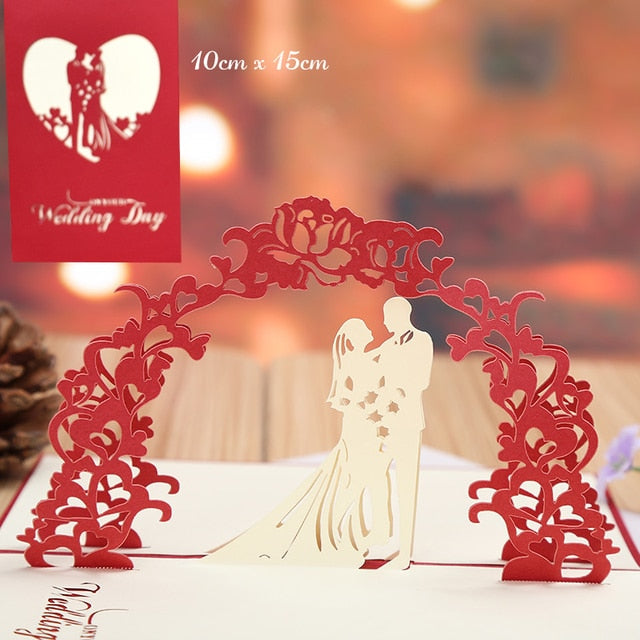 3D Pop Up Engagement Cards Lovers Wedding Invitation Greeting Cards