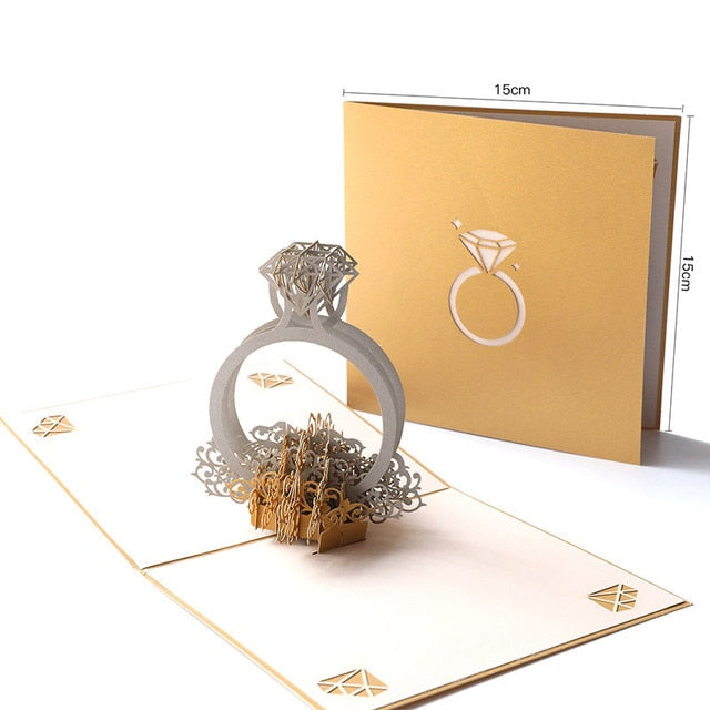 3D Pop Up Engagement Cards Lovers Wedding Invitation Greeting Cards