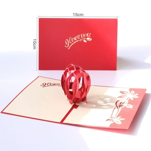 3D Pop Up Engagement Cards Lovers Wedding Invitation Greeting Cards