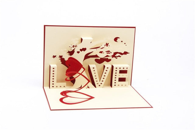 3D Pop Up Engagement Cards Lovers Wedding Invitation Greeting Cards