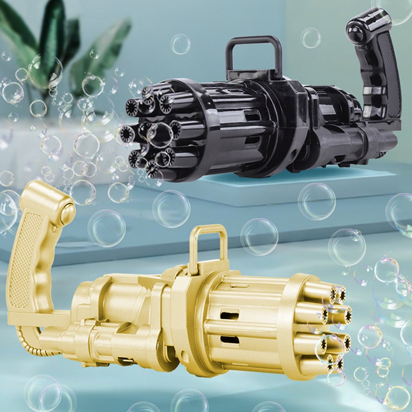 Electric Bubble Machine Black Gold Gold Gatling Bubble Gun