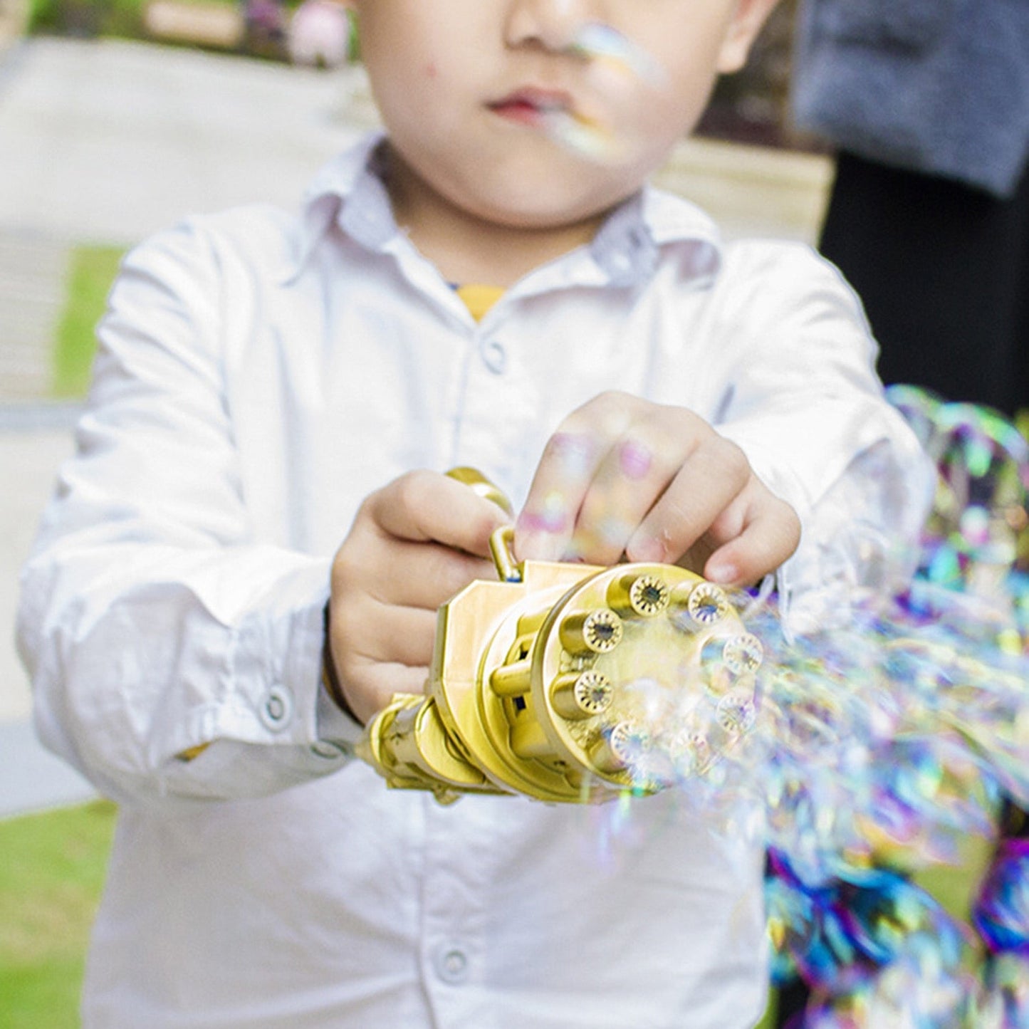 Electric Bubble Machine Black Gold Gold Gatling Bubble Gun