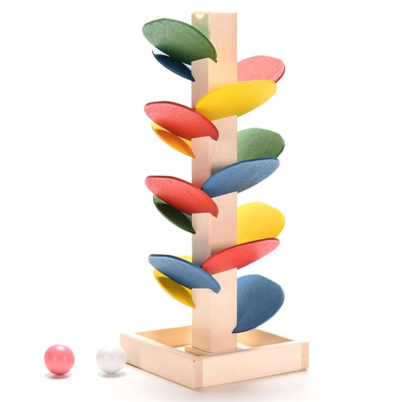 Montessori Educational toy Blocks Wooden Tree Marble Ball Run