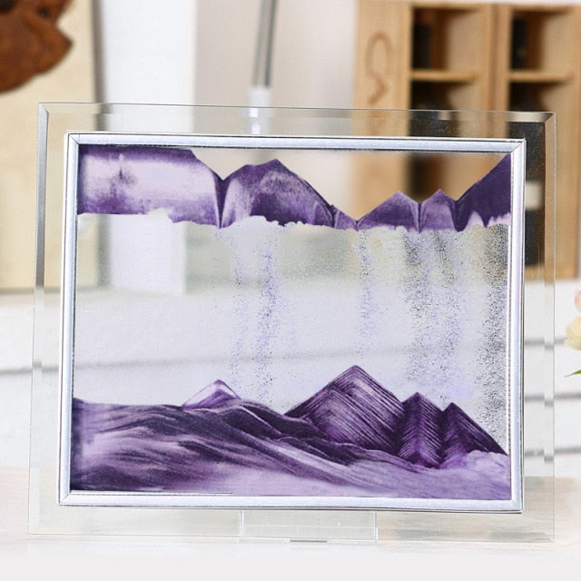 3D Deep Sea Moving Sand Art Picture Round Glass Frame