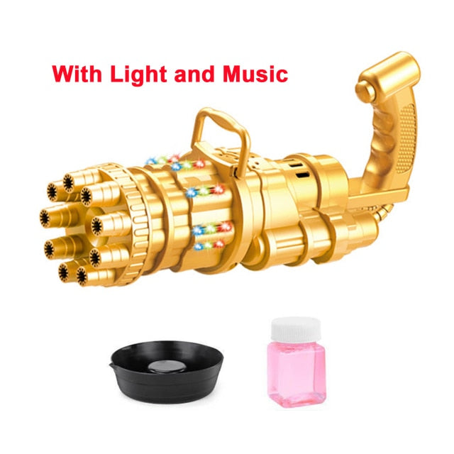 Electric Bubble Machine Black Gold Gold Gatling Bubble Gun