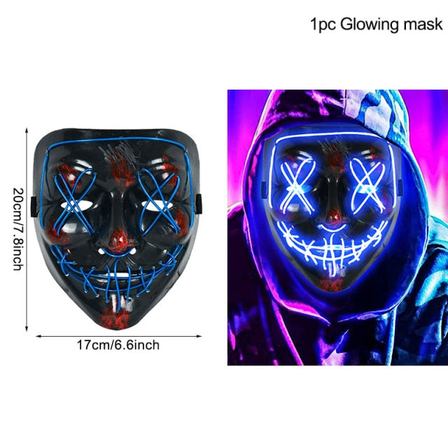 LED Halloween Mask Luminous Glow In The Dark