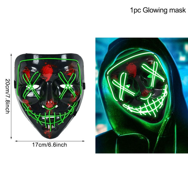 LED Halloween Mask Luminous Glow In The Dark