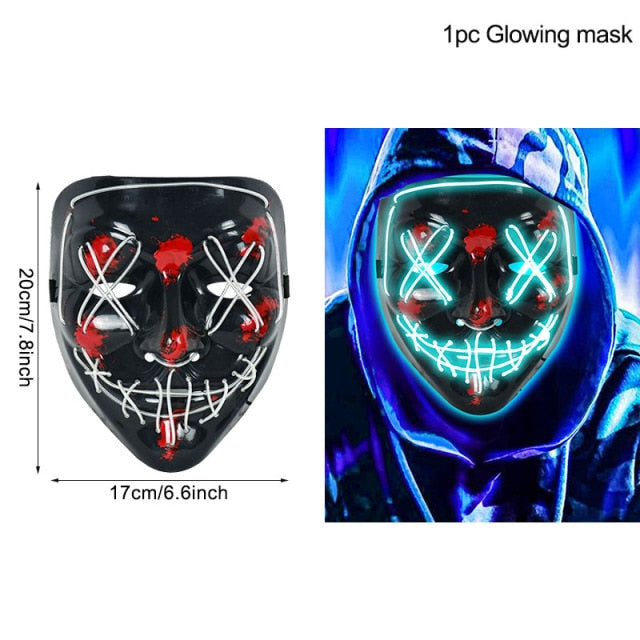 LED Halloween Mask Luminous Glow In The Dark