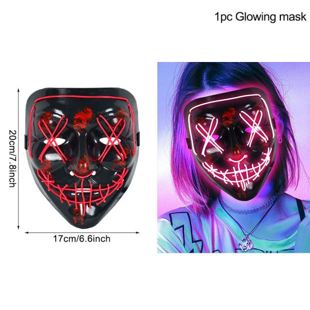 LED Halloween Mask Luminous Glow In The Dark