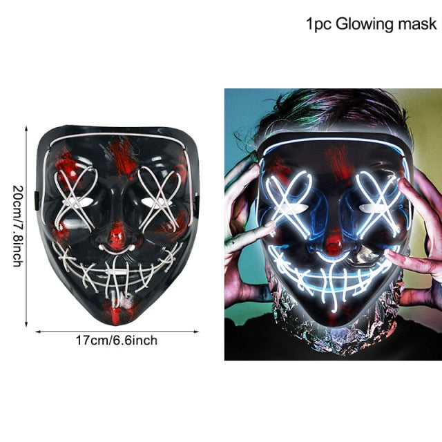 LED Halloween Mask Luminous Glow In The Dark