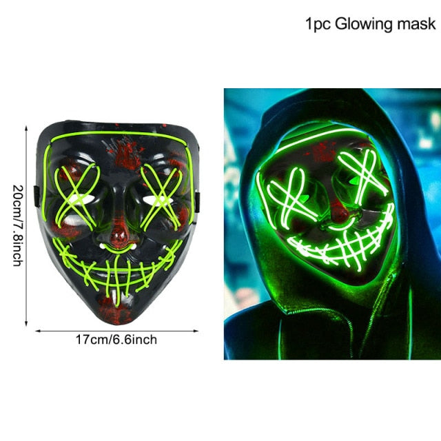 LED Halloween Mask Luminous Glow In The Dark