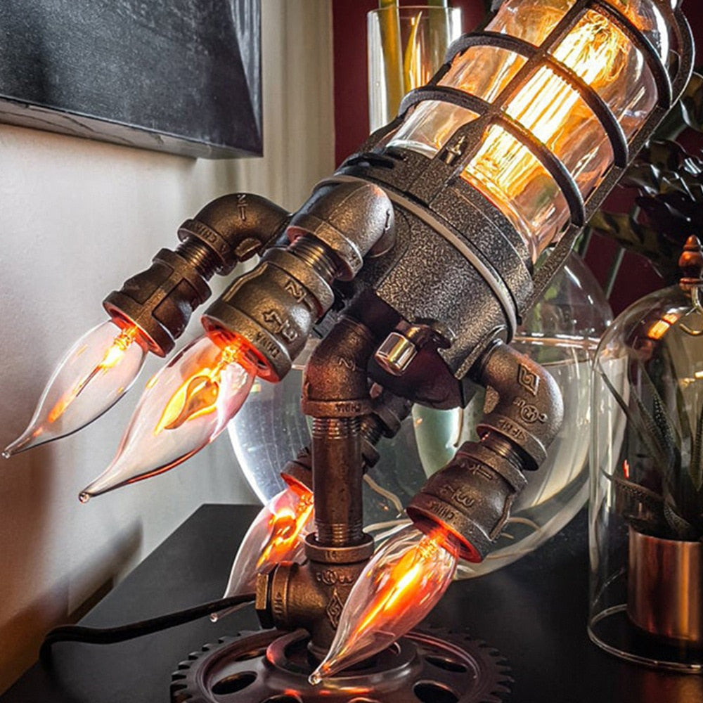 Vintage Rocket Ship Lamp Steampunk