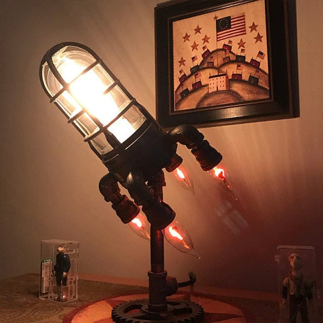 Vintage Rocket Ship Lamp Steampunk