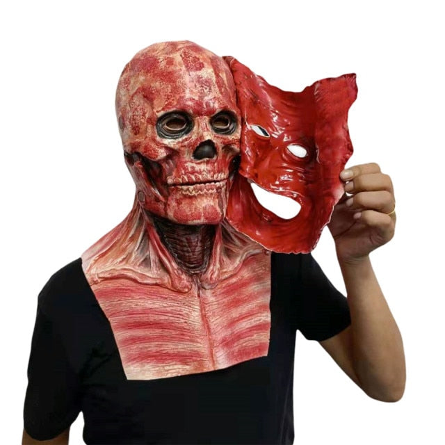 Bloody Horror Skull Head Halloween Double-Layer Ripped Mask