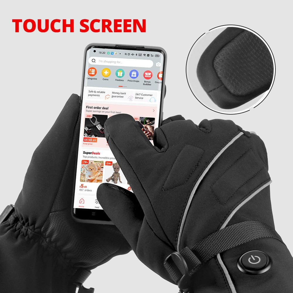 Waterproof Heated Touch Screen Motorcycle Gloves