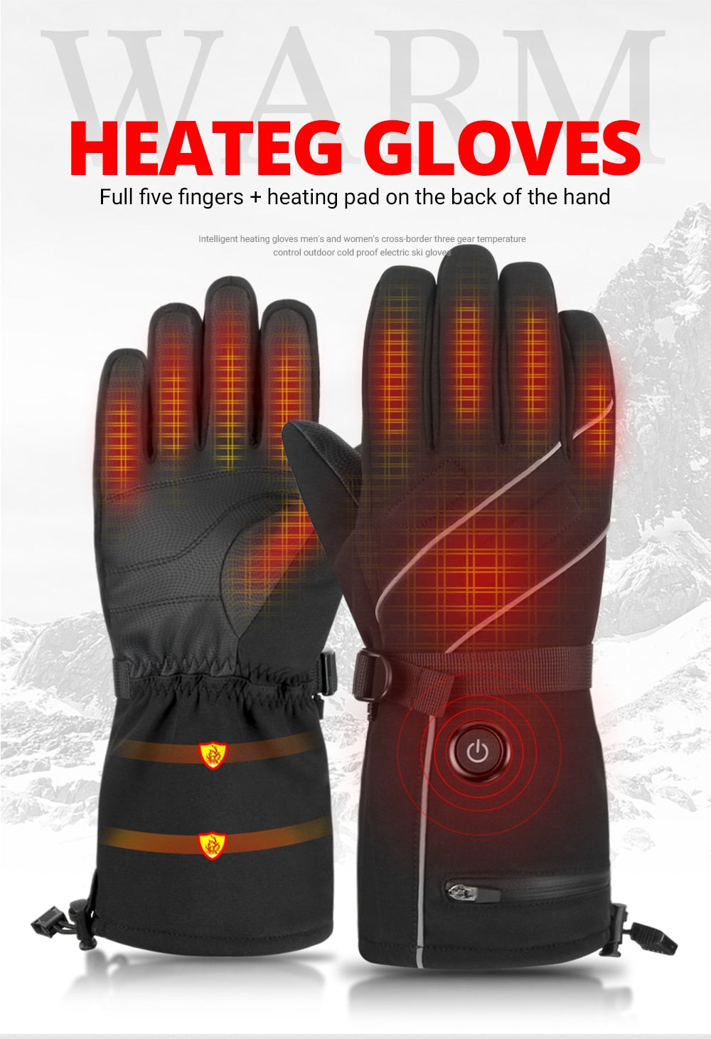 Waterproof Heated Touch Screen Motorcycle Gloves