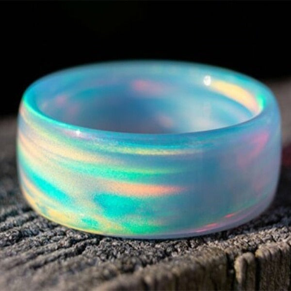 Mens Women Jewellery Stranger Thing Rainbow Opal Rings