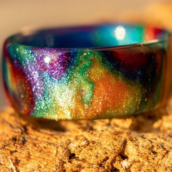 Mens Women Jewellery Stranger Thing Rainbow Opal Rings