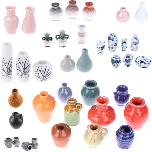 1/2/3/5/7/9pcs/set Dollhouse Mini Ceramic Porcelain Vase