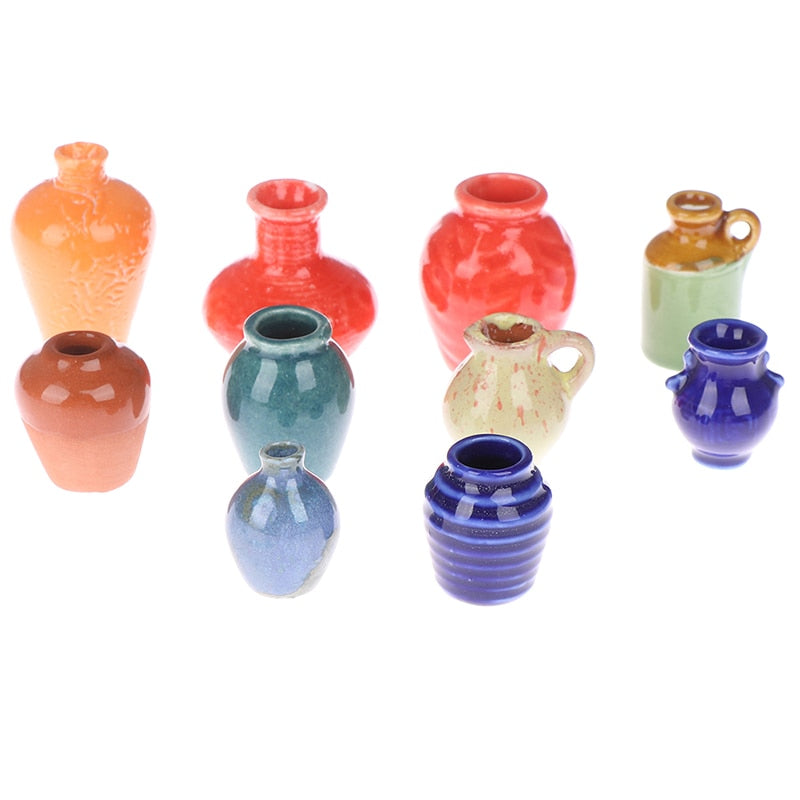 1/2/3/5/7/9pcs/set Dollhouse Mini Ceramic Porcelain Vase