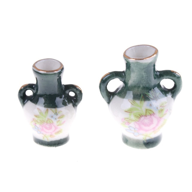 1/2/3/5/7/9pcs/set Dollhouse Mini Ceramic Porcelain Vase